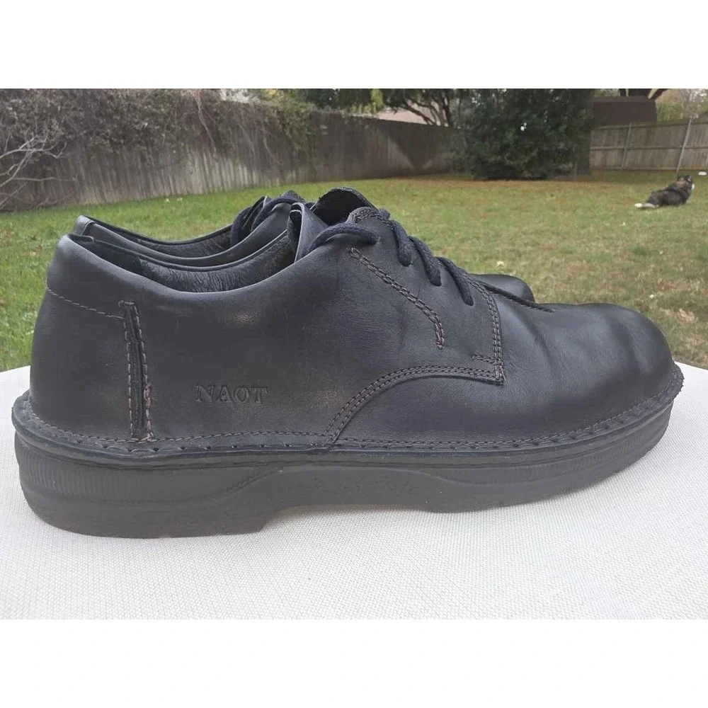 Naot Mens Chief Black Leather Hand Sewn Oxford Dress Shoes Size 43 US 10